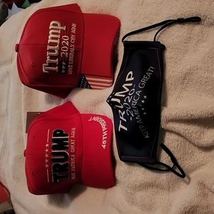 Trump Flag and 2 hats and face mask